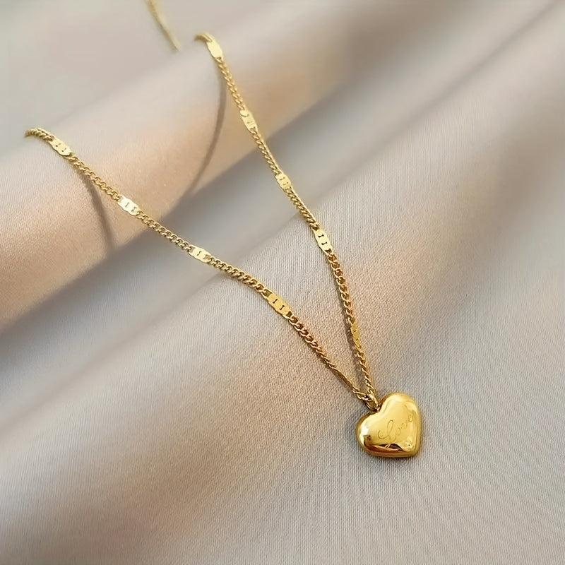 Peach Heart Pendant Necklace Clavicle Chain Couple Gift