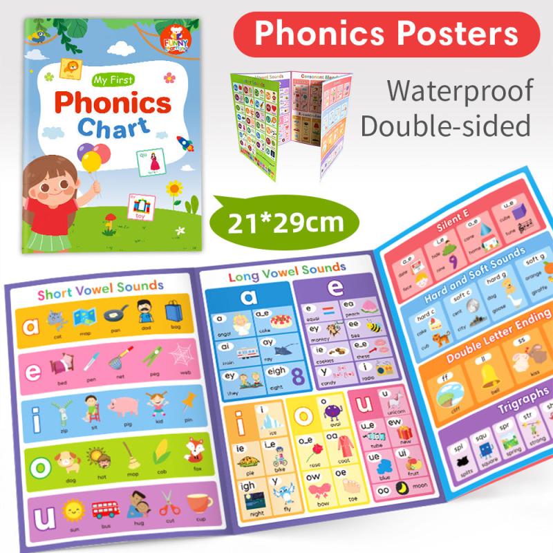 Children's Phonics Posters Short Long Vowel Sounds Educational Toys Waterproof