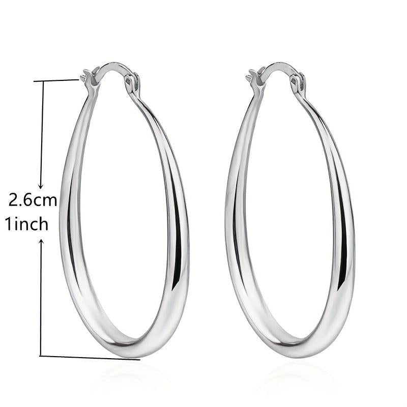 Minimalist Oval Hoop Earrings for Women & Girls