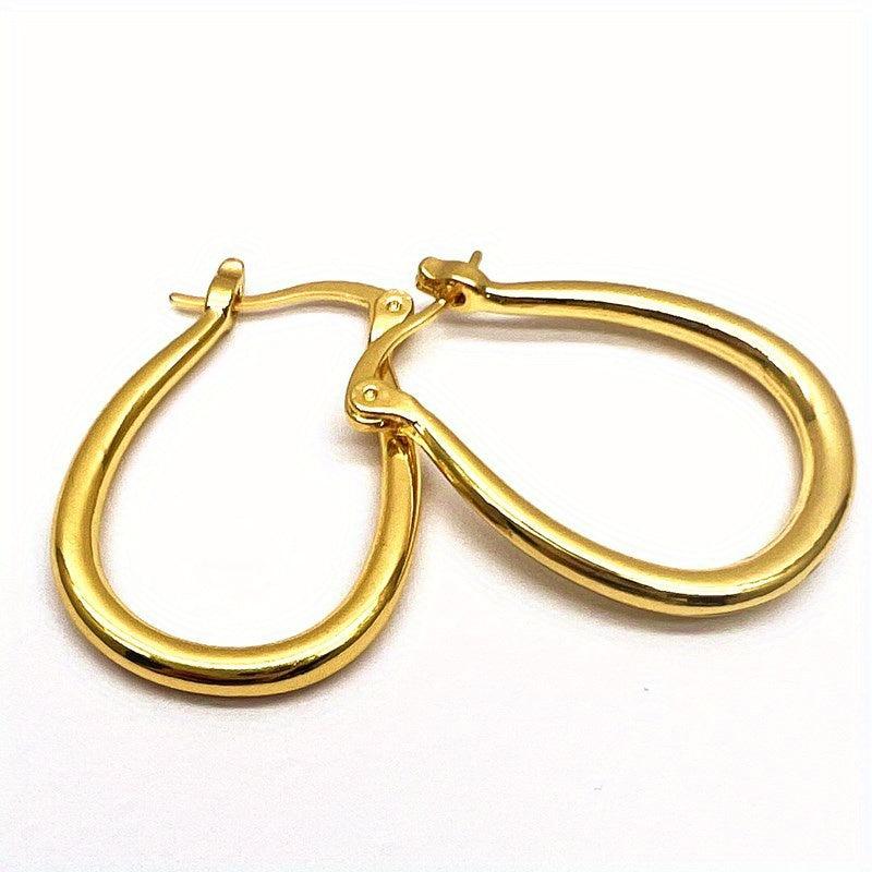 Minimalist Oval Hoop Earrings for Women & Girls