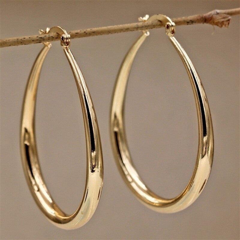 Minimalist Oval Hoop Earrings for Women & Girls