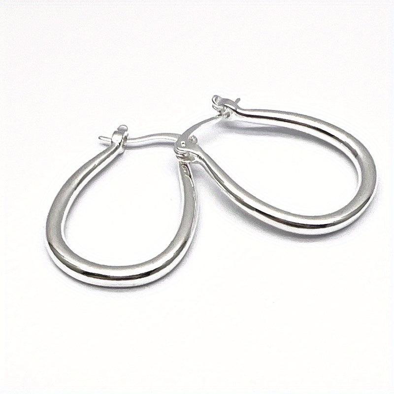 Minimalist Oval Hoop Earrings for Women & Girls