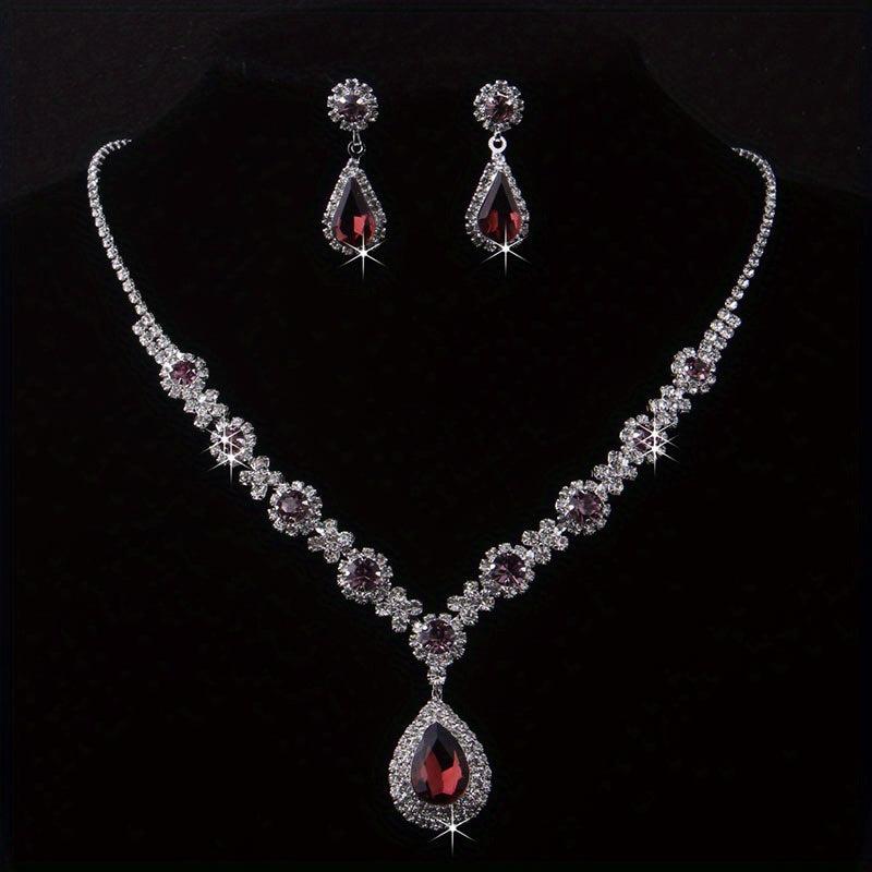 Rhinestone Necklace & Earring Set for Weddings