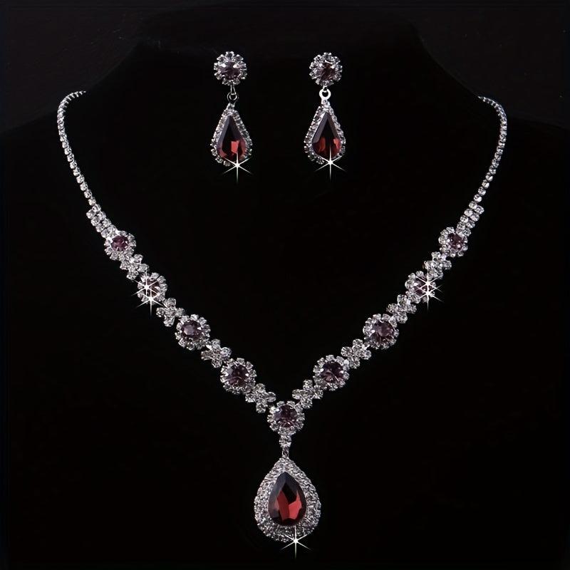 Rhinestone Necklace & Earring Set for Weddings