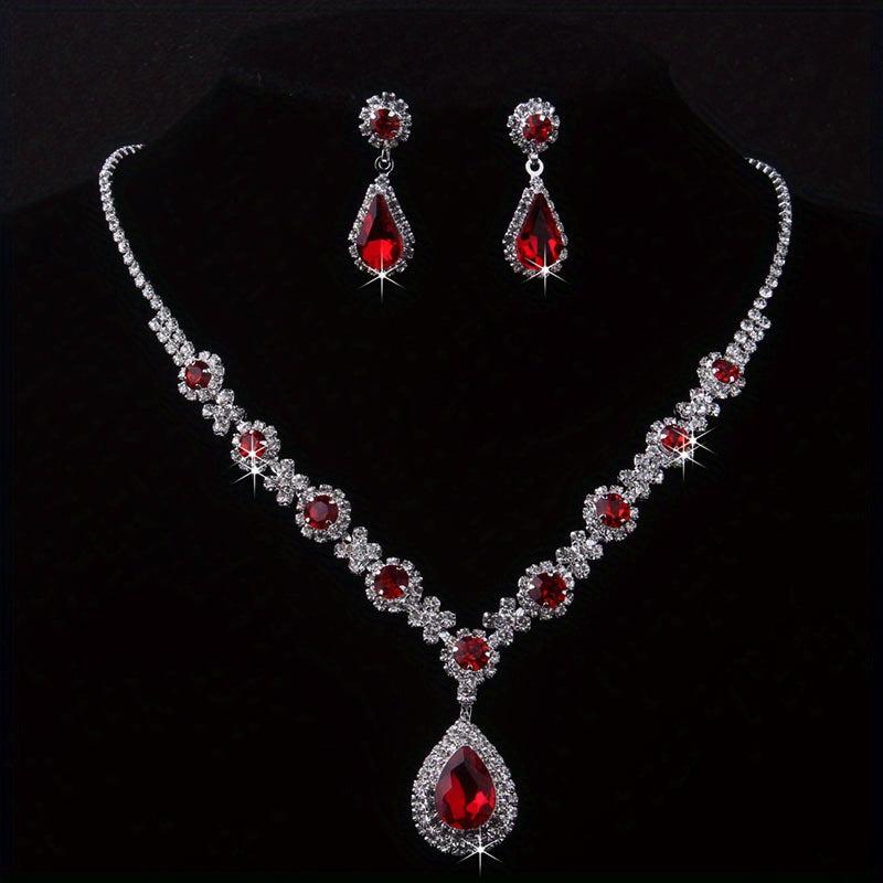 Rhinestone Necklace & Earring Set for Weddings