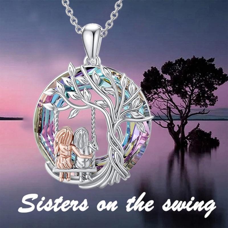 Tree Of Life Sisters Swing Pendant Necklace Holiday Birthday