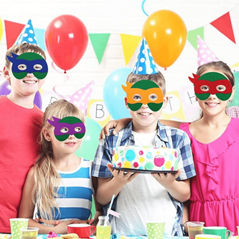 4 Pcs Turtles Mask Kids Turtles Felt Masks Party Favors Game Video Birthday