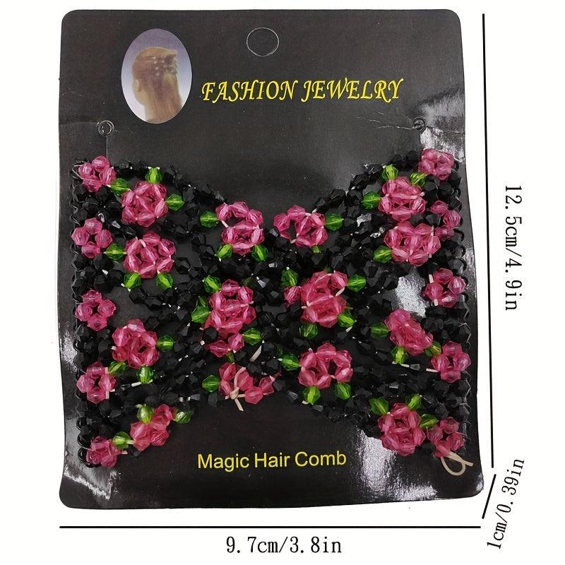 Beaded Magic Hair Comb for Styling & Flared Flower Hair Comb