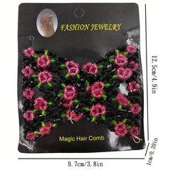 Beaded Magic Hair Comb for Styling & Flared Flower Hair Comb