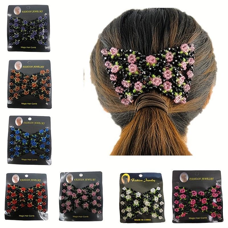 Beaded Magic Hair Comb for Styling & Flared Flower Hair Comb