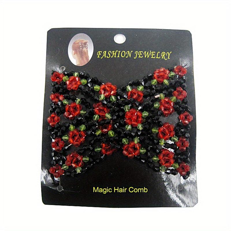 Beaded Magic Hair Comb for Styling & Flared Flower Hair Comb