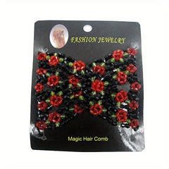 Beaded Magic Hair Comb for Styling & Flared Flower Hair Comb
