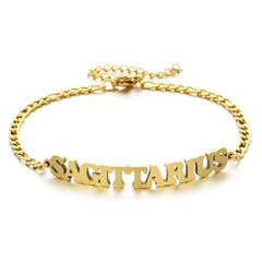 Stainless Steel 12 Constellation Letter Charm Bracelet Gift