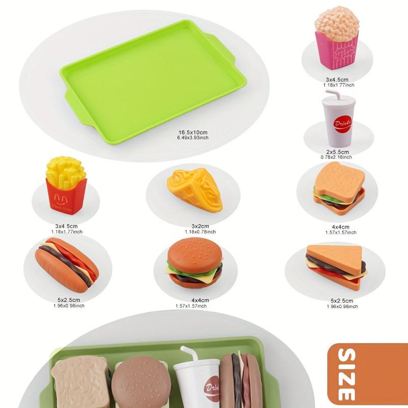 Kitchen Simulation Food Set for Kids - Hamburger, Fries, Sandwiches - 8pcs