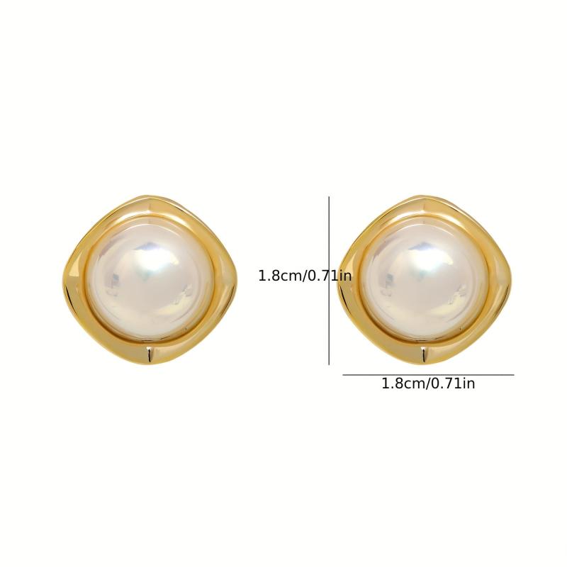 Pearl Stud Earrings Women Classic Jewelry Round Delicate Temperament