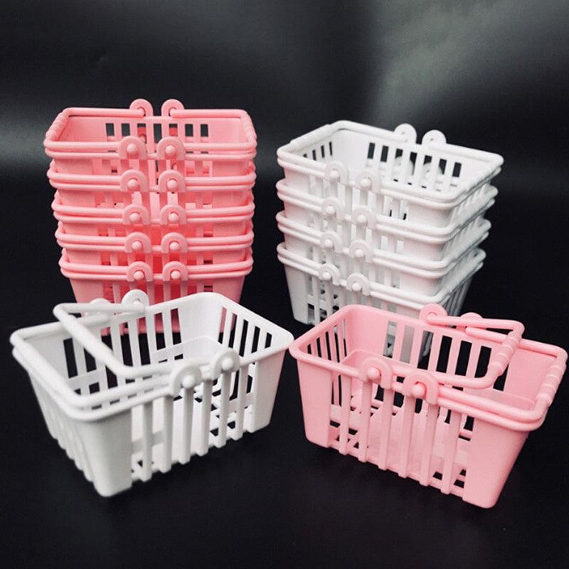 5Pcs Mini Shopping Basket Pretend Play Toys Kids Supermarket Hand Basket Model
