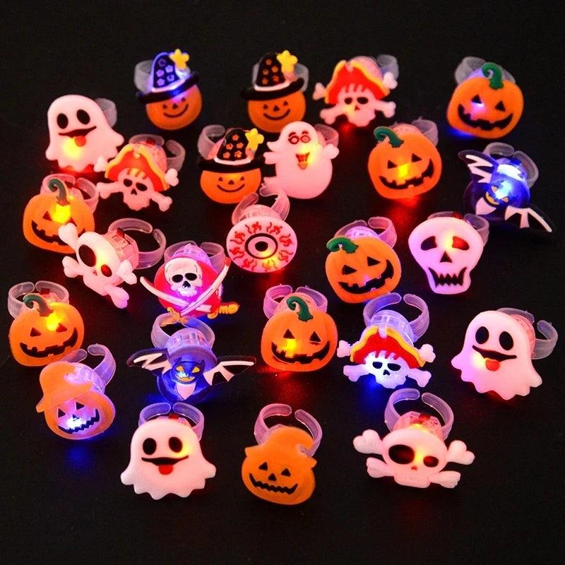 LED Light Halloween Ring Glowing Pumpkin Ghost Skull Rings