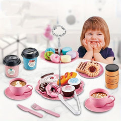 Kids Toy Coffee Machine Afternoon Tea Set Play House Toy