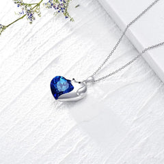 Dog Necklace Heart Crystal Puppy Dog Pendant Necklace