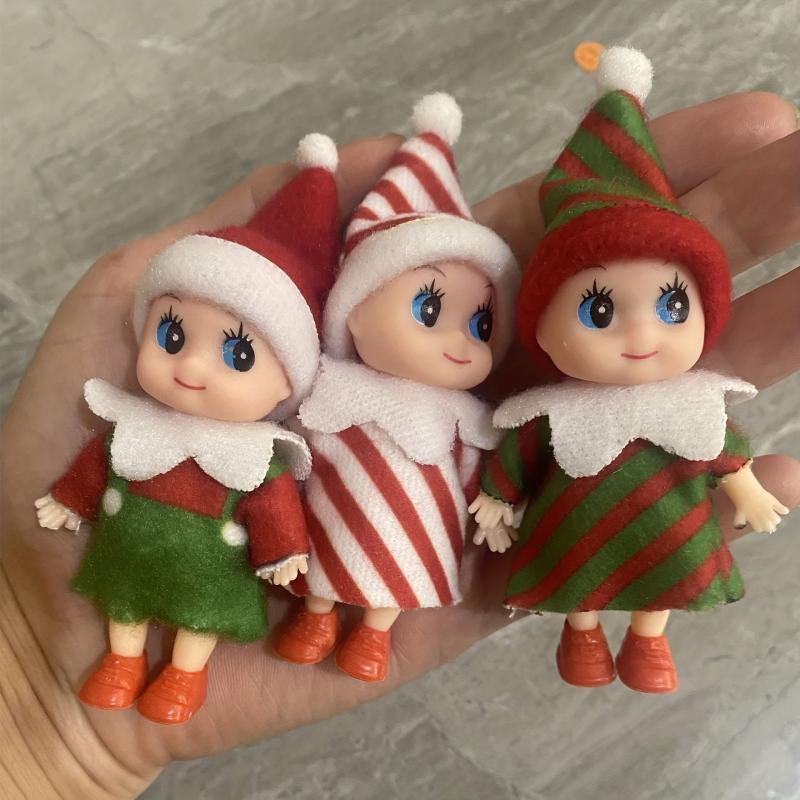 12 Doll House Christmas Elf Dolls Felt Dolls Tree Decoration Household Props