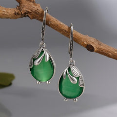 Vintage Water Drop Earrings Synthetic Gems Hook Earrings Anniversary Gift