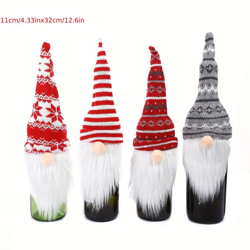 Christmas Wine Bottle Caps Decoration Knitted Red Wine Bags