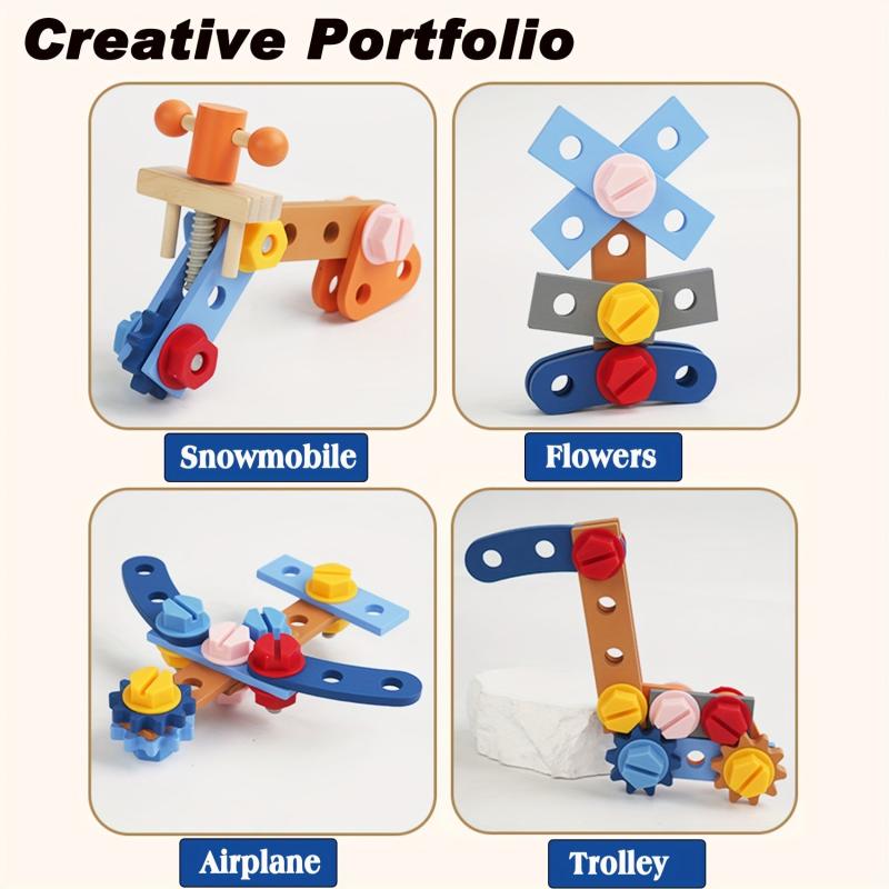 Children's Wooden Toolbox Puzzle Toy Portable Maintenance DIY Kit