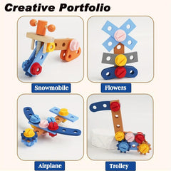 Children's Wooden Toolbox Puzzle Toy Portable Maintenance DIY Kit