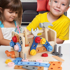 Children's Wooden Toolbox Puzzle Toy Portable Maintenance DIY Kit