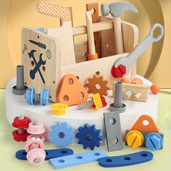 Children's Wooden Toolbox Puzzle Toy Portable Maintenance DIY Kit