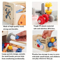 Children's Wooden Toolbox Puzzle Toy Portable Maintenance DIY Kit