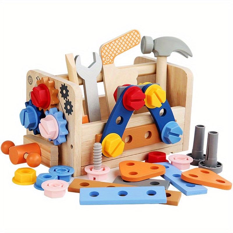 Children's Wooden Toolbox Puzzle Toy Portable Maintenance DIY Kit