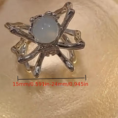 Halloween Spider Punk Ring Stone Metal Adjustable Open Ring
