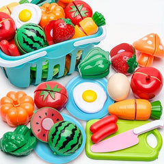 Kids' Play House Cutting Kitchen Toy Set with Cuttable Fruits and Vegetables