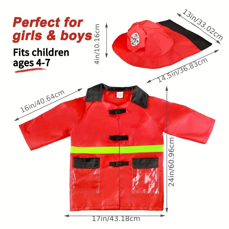 Kids Fire Chief Costume with Toy Accessories Firefighter Role Play Dress Up Set