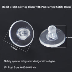 Earring Backs With Pad Replacement Safety Clutch for Drop Ears Studs Fishhook