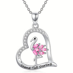 Flamingo Heart Pendant Necklace For Women