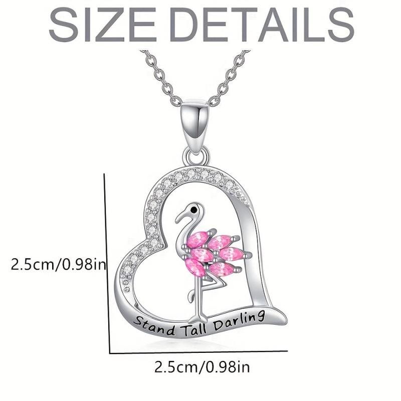 Flamingo Heart Pendant Necklace For Women