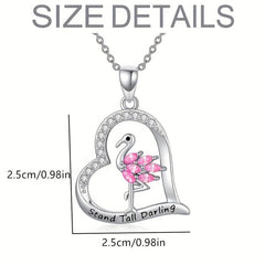 Flamingo Heart Pendant Necklace For Women
