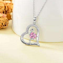 Flamingo Heart Pendant Necklace For Women