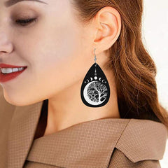Vintage Leather Earrings Teardrop Dangle Party Earrings For Women