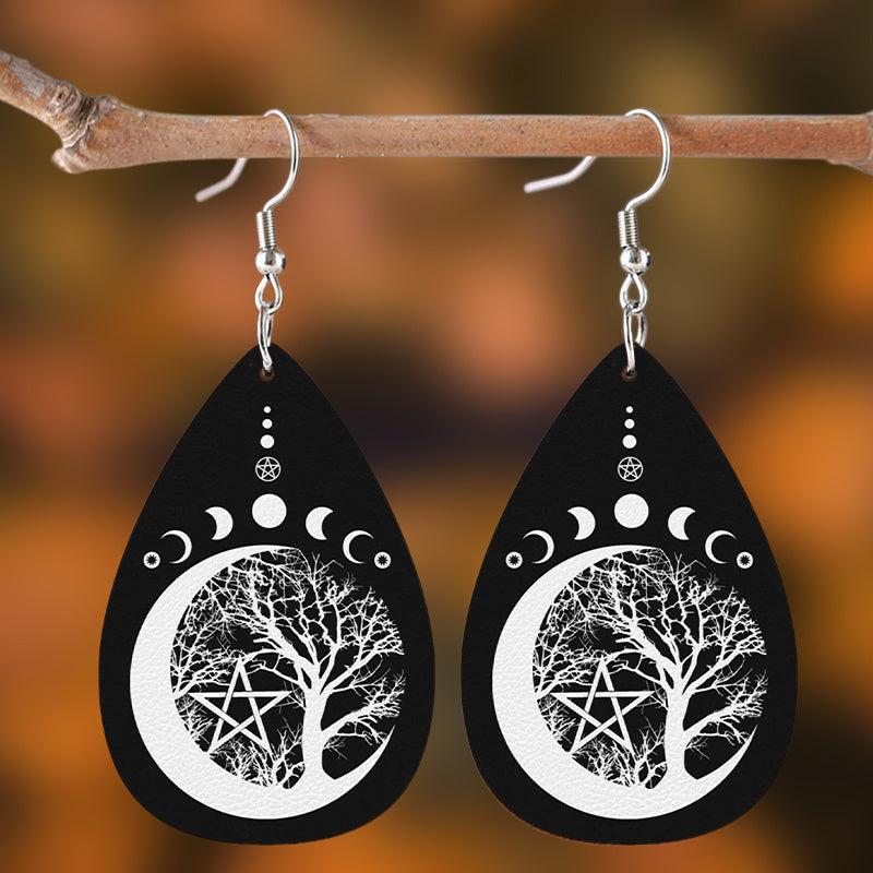 Vintage Leather Earrings Teardrop Dangle Party Earrings For Women