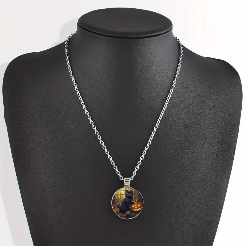 Cat Crystal Bead Pendant Necklace for Men and Women