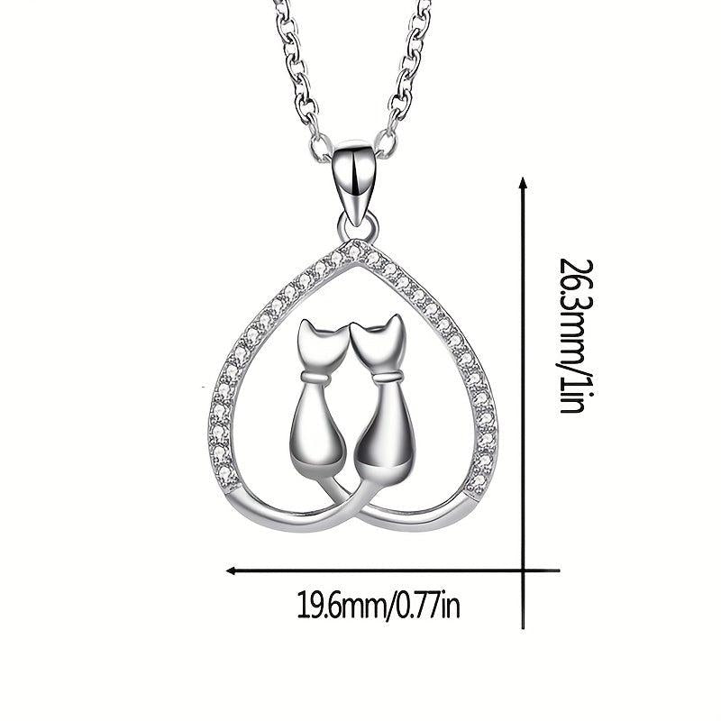 Love Moon Cat Pendant Necklace Animal Necklace Jewelry