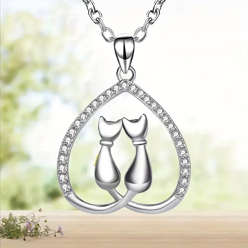 Love Moon Cat Pendant Necklace Animal Necklace Jewelry
