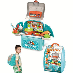Kids Toy Kitchen Set with Cooking Utensils and Tableware