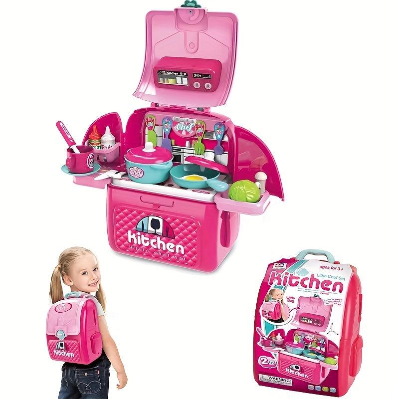 Kids Toy Kitchen Set with Cooking Utensils and Tableware