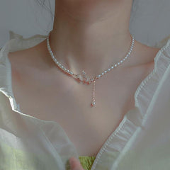 Retro Butterfly Pearl Necklace Collar Chain for Girls