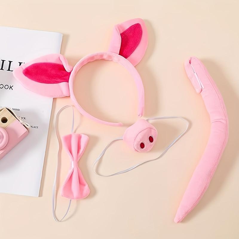 Pig Nose Ears Tail Set Halloween Costume Accessories Pink
