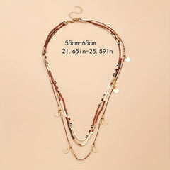 Rice Bead Necklace Three layer Hand knit Chain